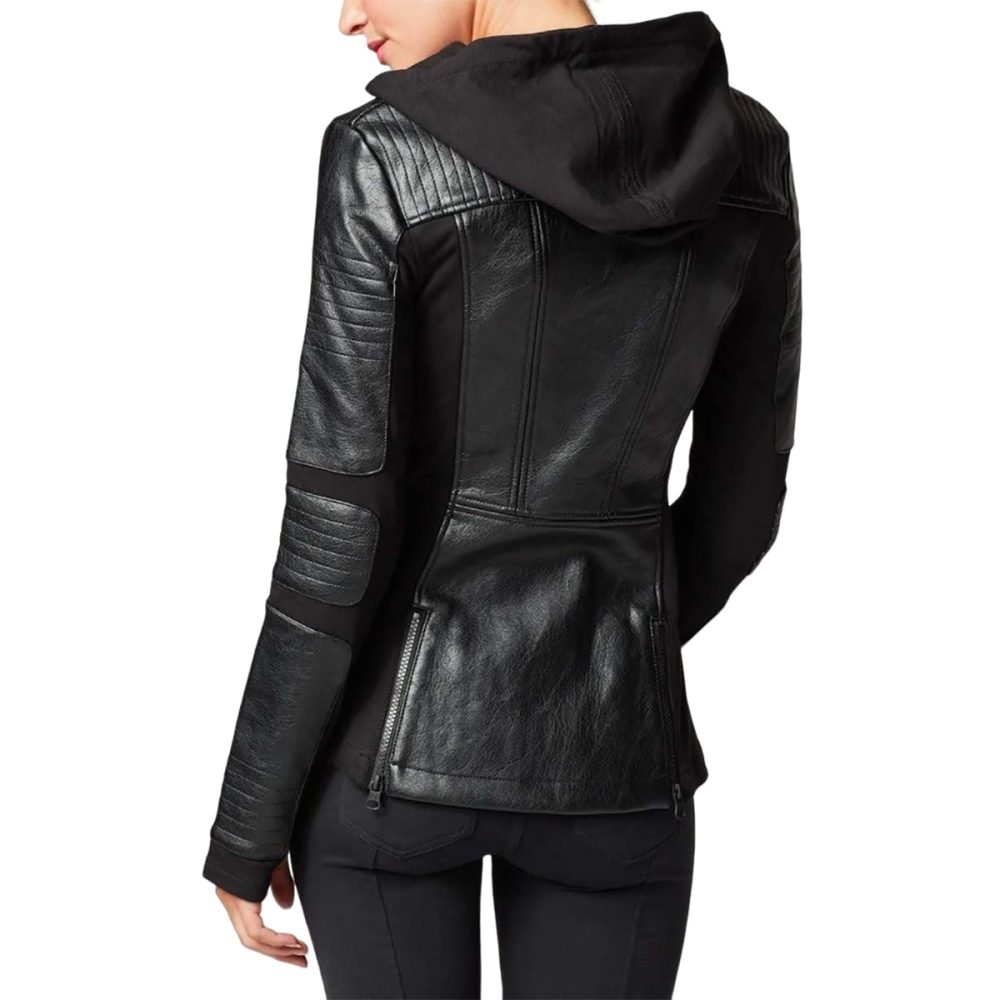 VIXEN Black Leather Jacket For Women