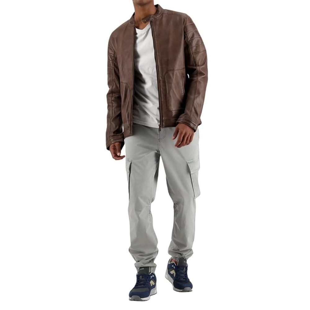 EVANDER Brown Leather Jacket For Men