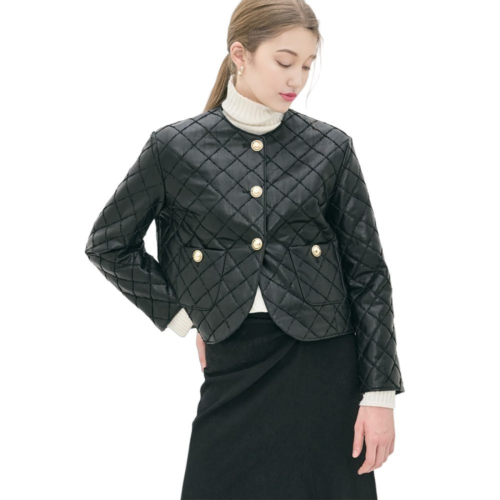 LABYRINTH Black Leather Jacket For Women