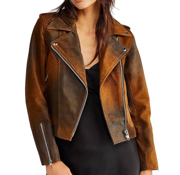 SERENE Brown Leather Jacket For Women