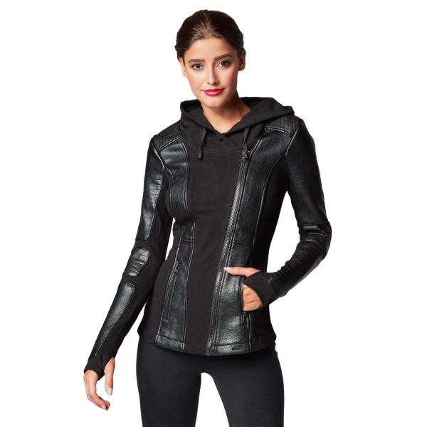 VIXEN Black Leather Jacket For Women