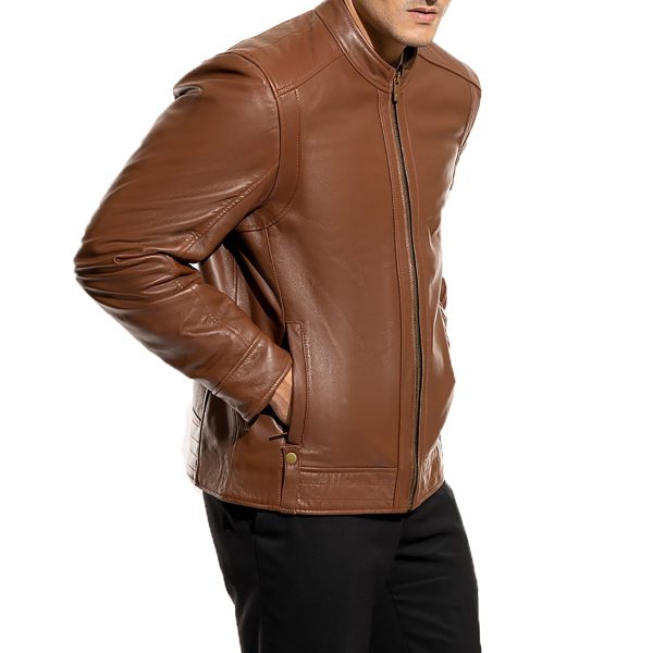 SKYLINE Brown Leather Jacket For Men