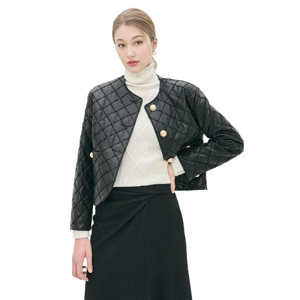 LABYRINTH Black Leather Jacket For Women