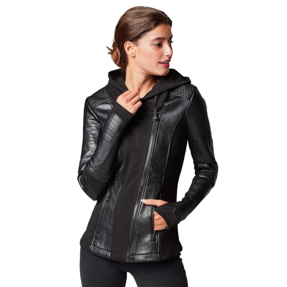 VIXEN Black Leather Jacket For Women