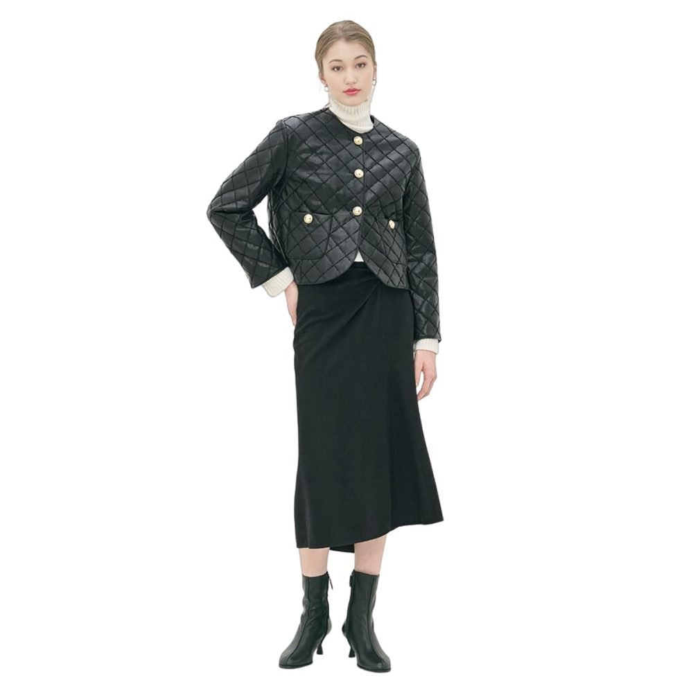 LABYRINTH Black Leather Jacket For Women