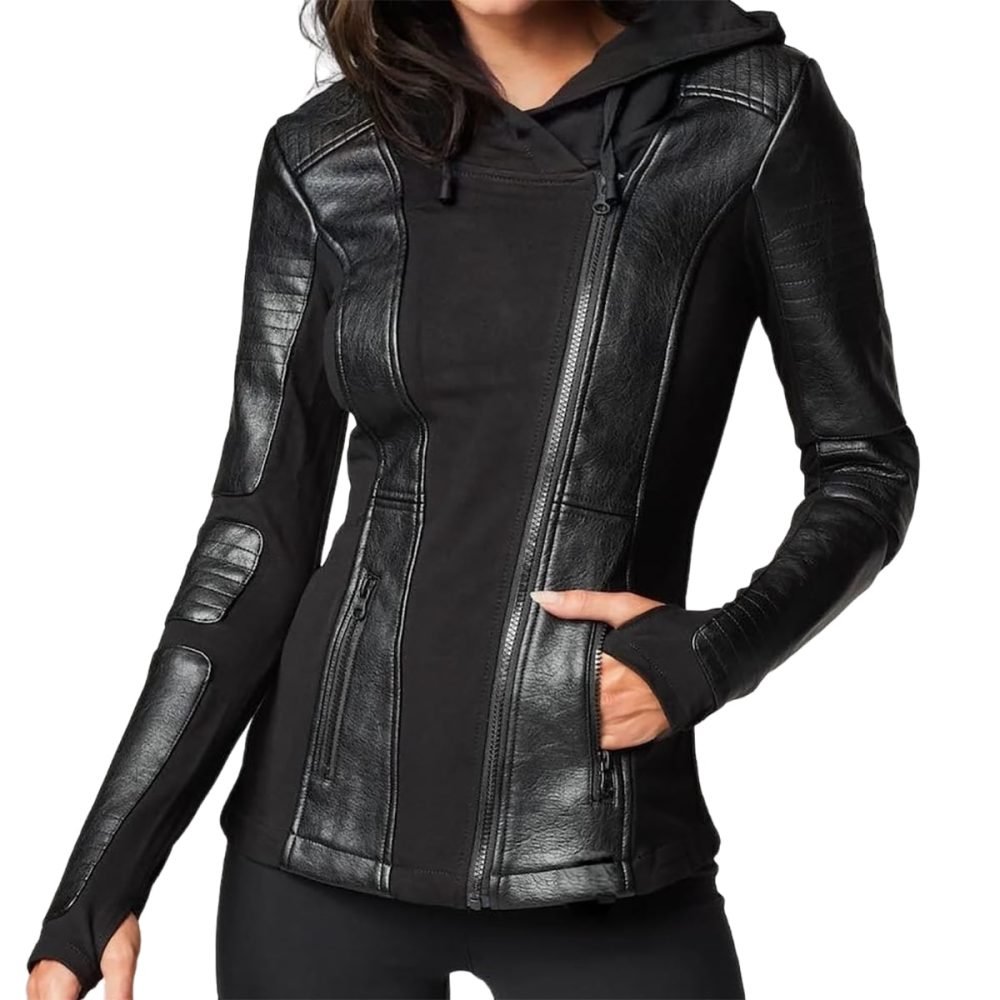 VIXEN Black Leather Jacket For Women