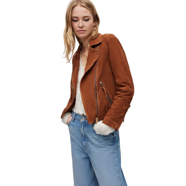 LUXE Brown Leather Jacket For Women