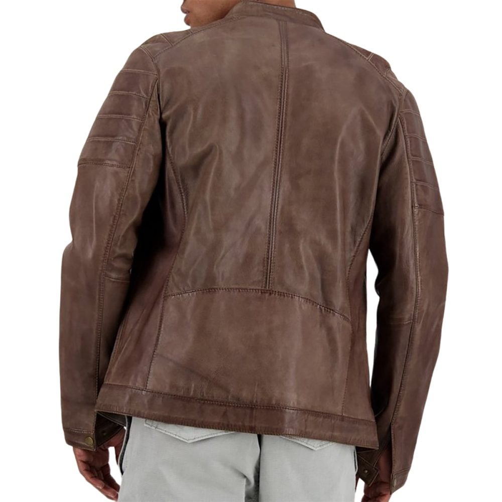 EVANDER Brown Leather Jacket For Men