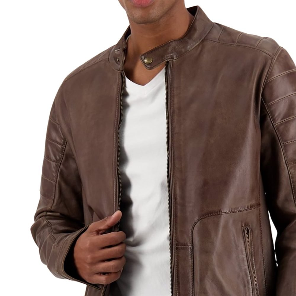 EVANDER Brown Leather Jacket For Men