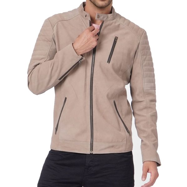 Light weight leather jacket for men