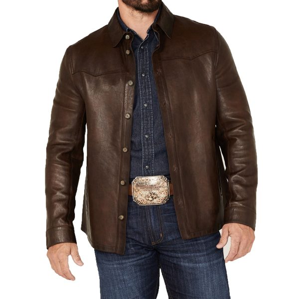 DOMINATOR Brown Leather Jacket For Men