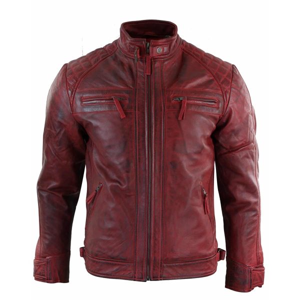 ASHER Red Leather Jacket For Men