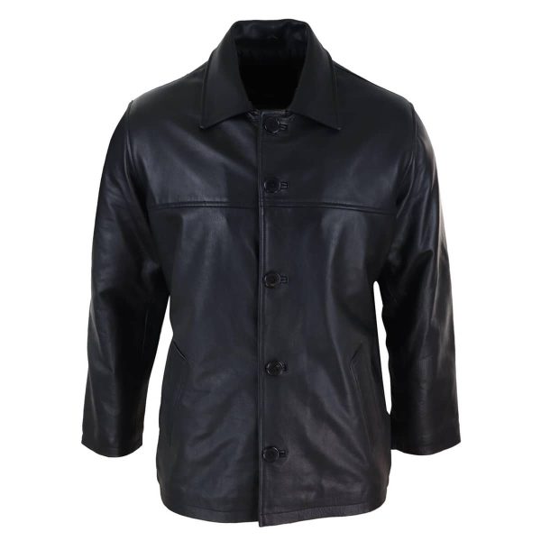 DOMINIAN Black Leather Jacket For Men