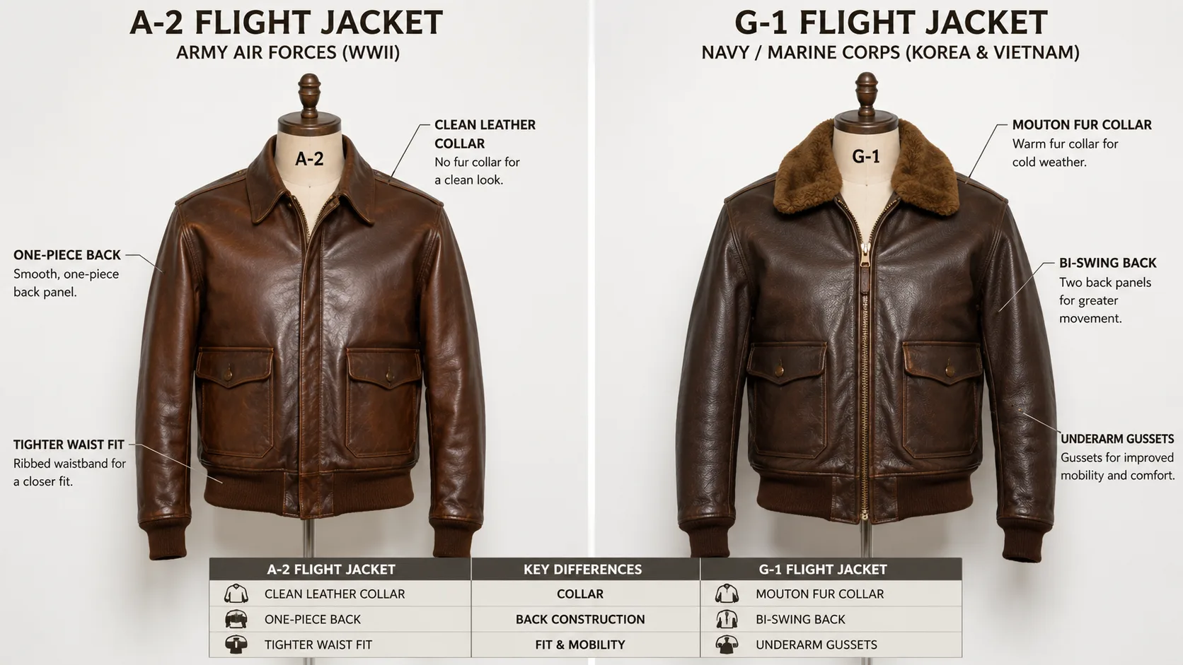 Deference-Between-A-2-vs-G-1-flight-jackets