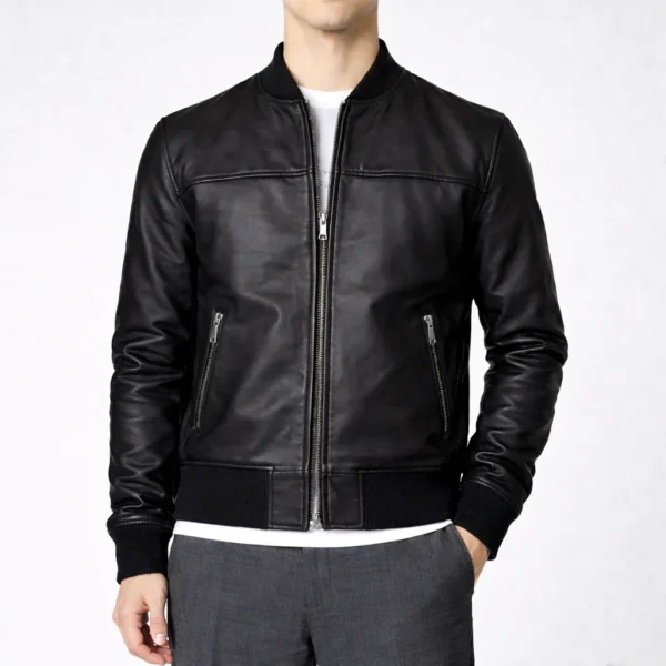 ALVIN Black Leather Jacket For Men