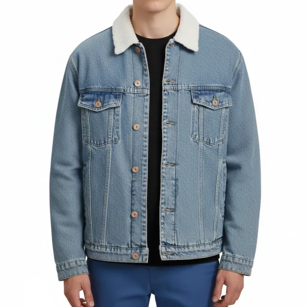 Arctic Blue Sherpa Denim Jacket front