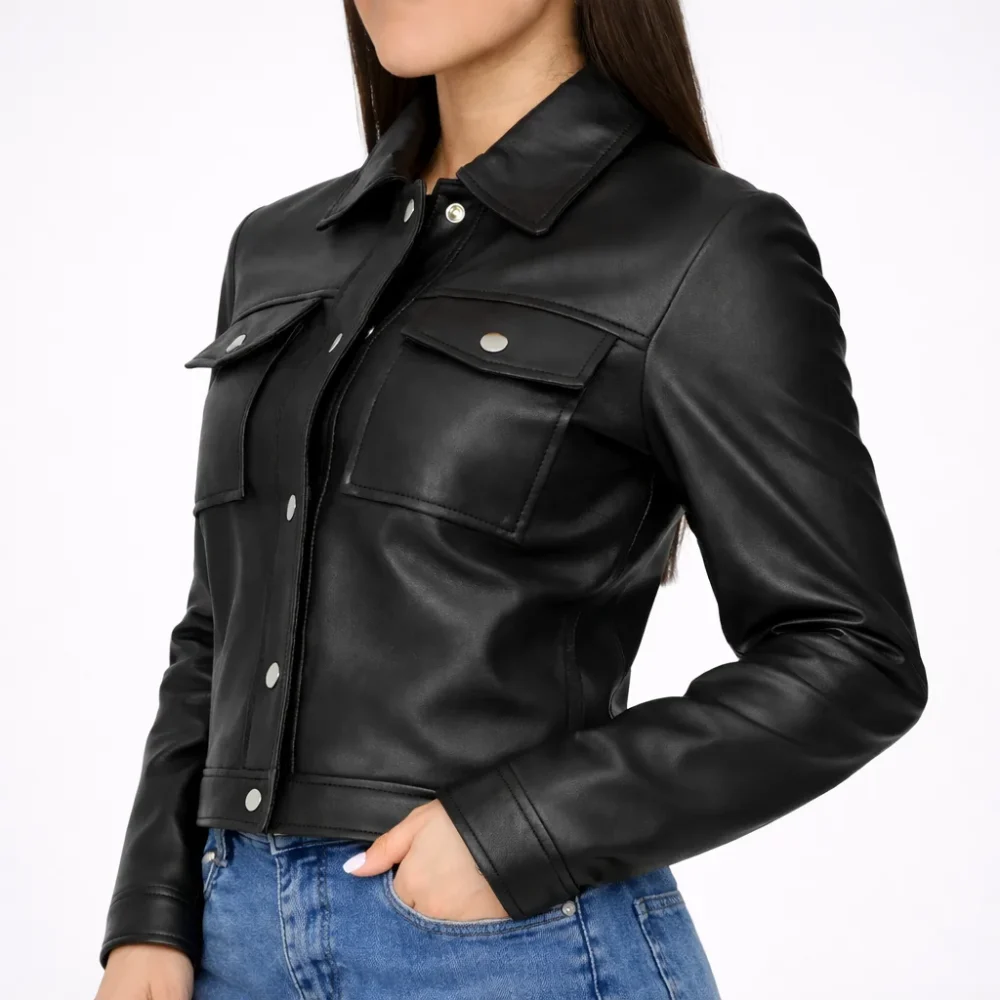 BLAZE Black Leather Jacket For Women
