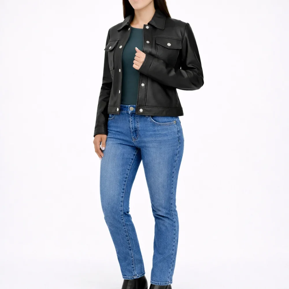 BLAZE Black Leather Jacket For Women