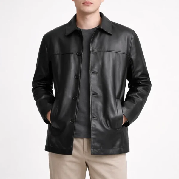 BOULDER Black Leather Jacket For Men