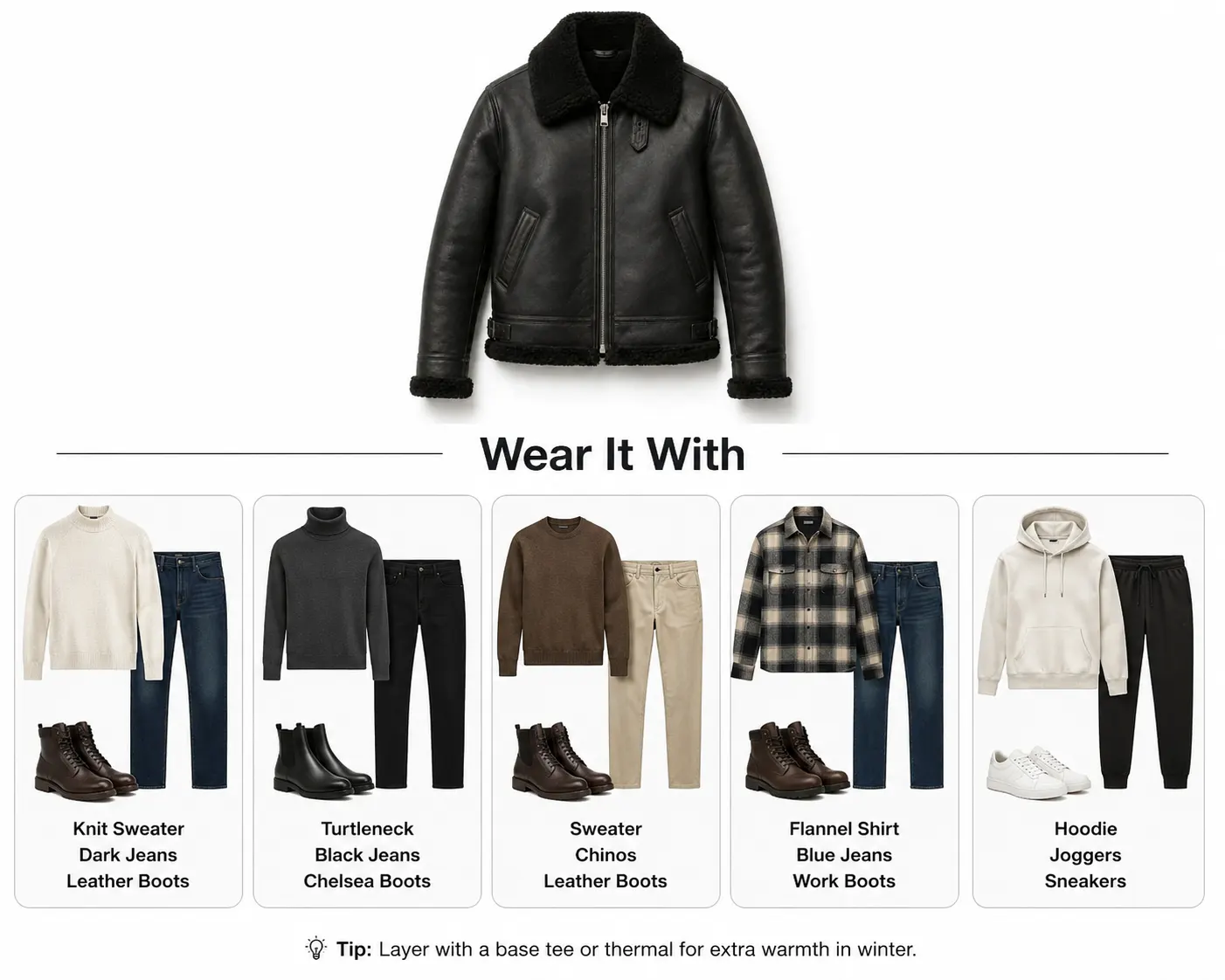 Black-Shearling Leather-Jacket-Outfit -Winter-Styling-Guide