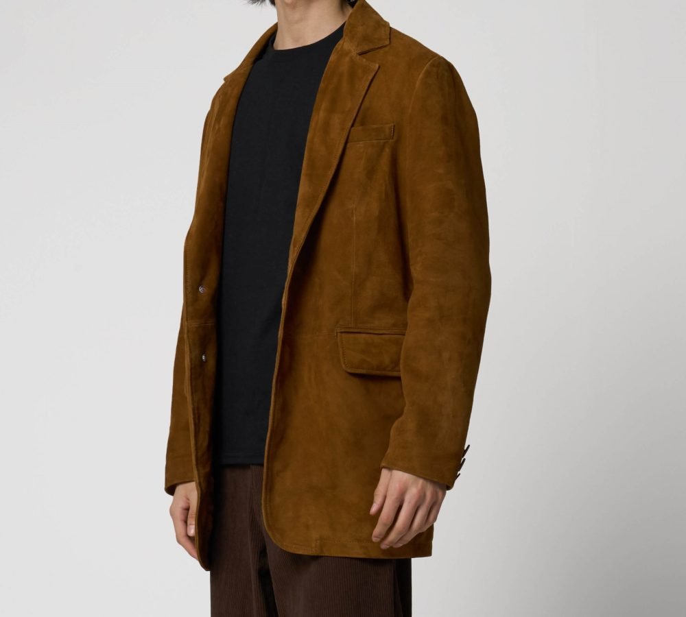Mens Classic Real tan Leather Blazer - The Bobby