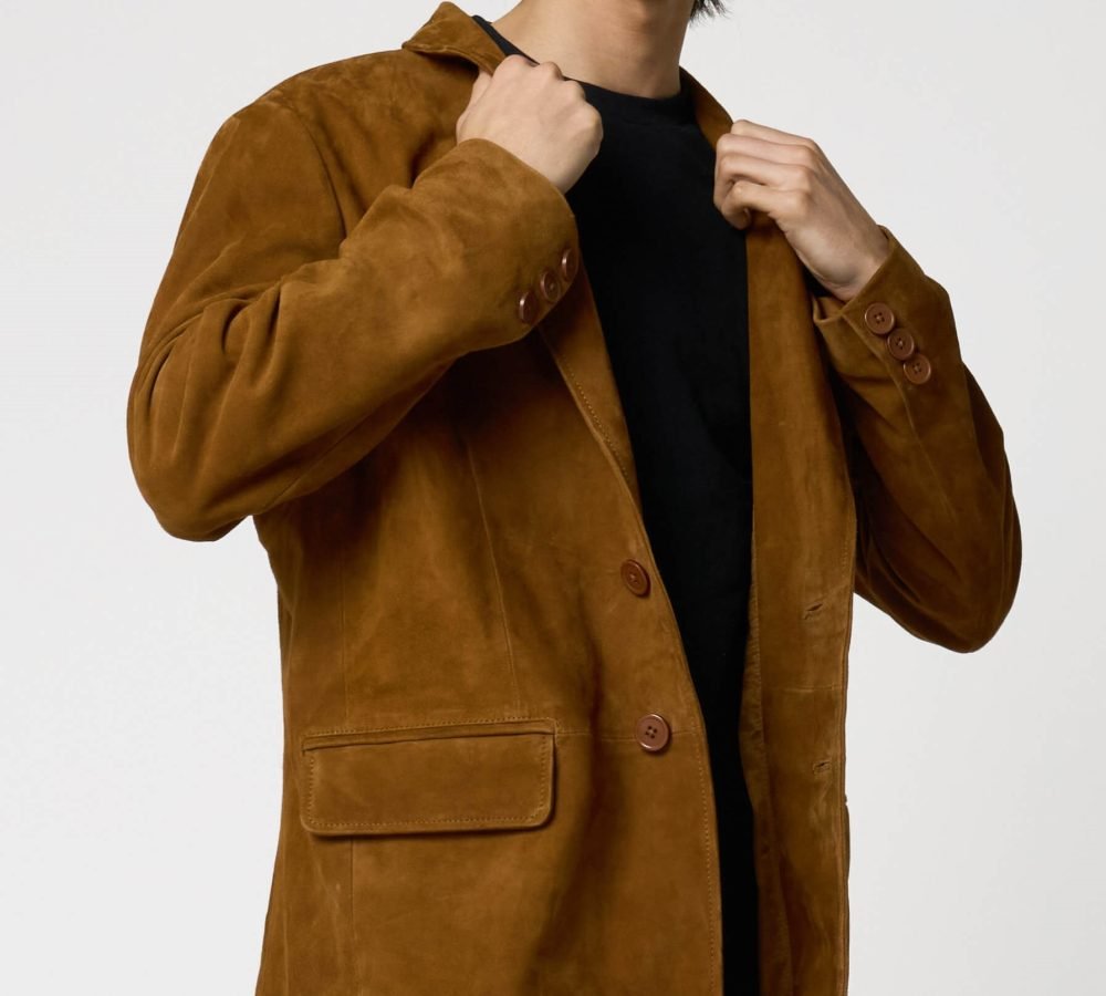 Mens Classic Real tan Leather Blazer - The Bobby
