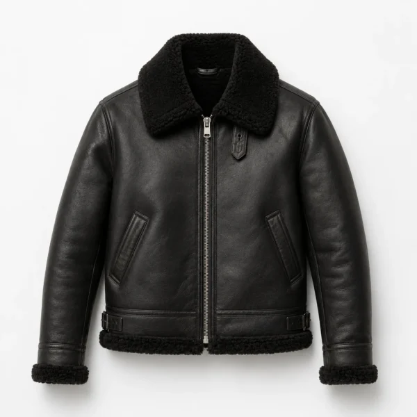 Classic-B3-Black-Sheepskin-Shearling-Aviator-Leather-Bomber-Jacket