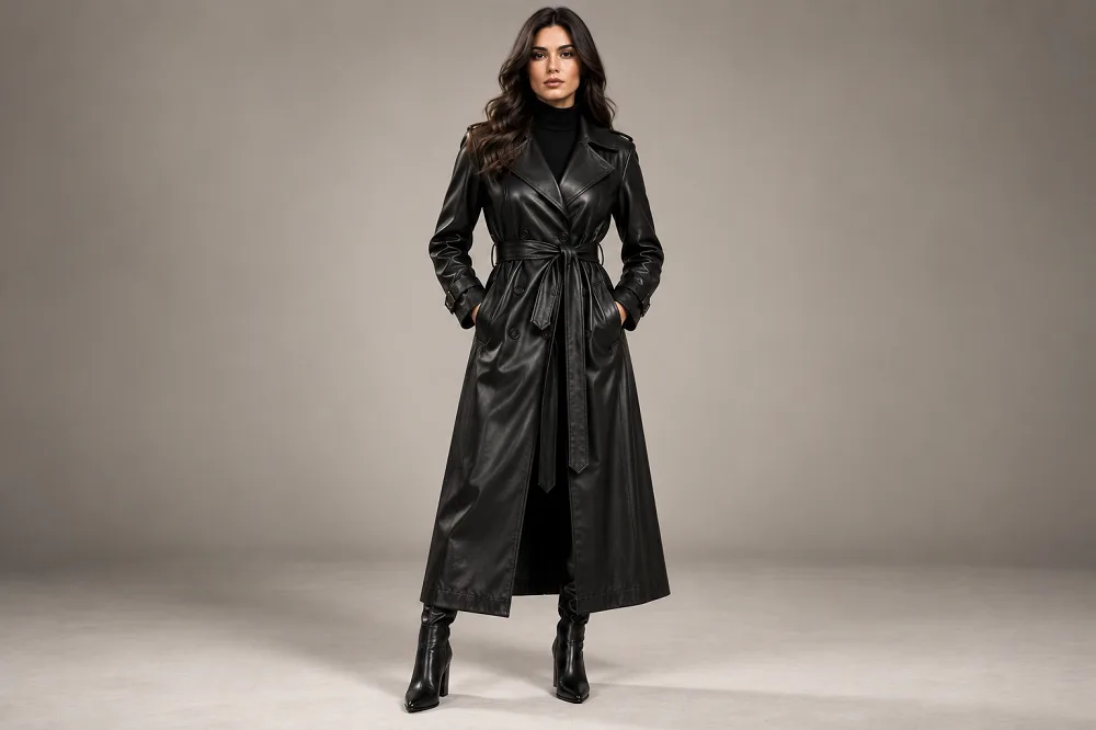 Classic-Black-Leather-Long-Coat-for-women