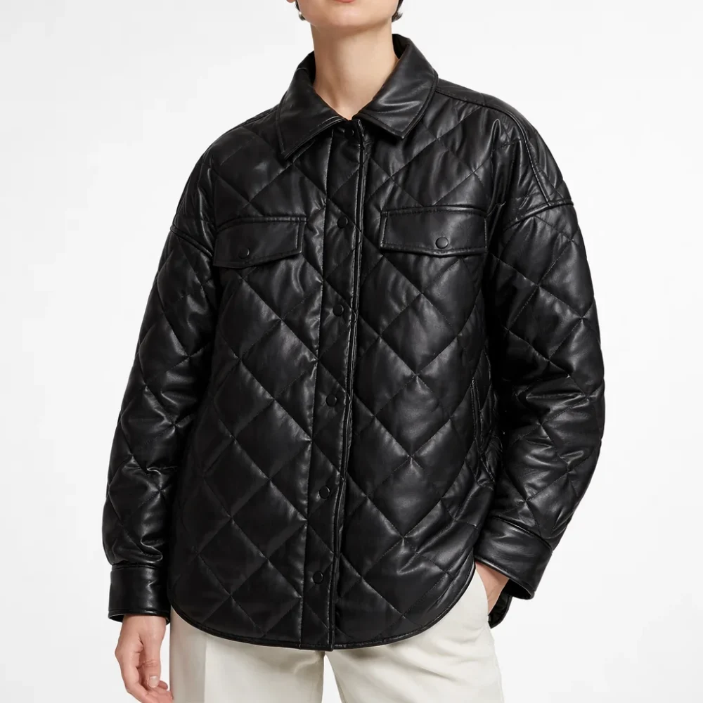 DELPHA Black Leather Jacket For Women