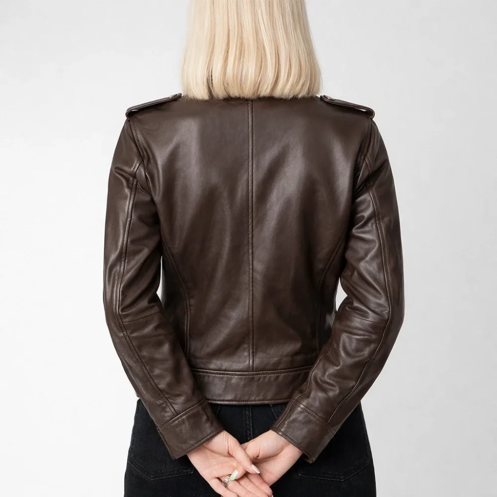 DESSERT Brown Leather Jacket For Women
