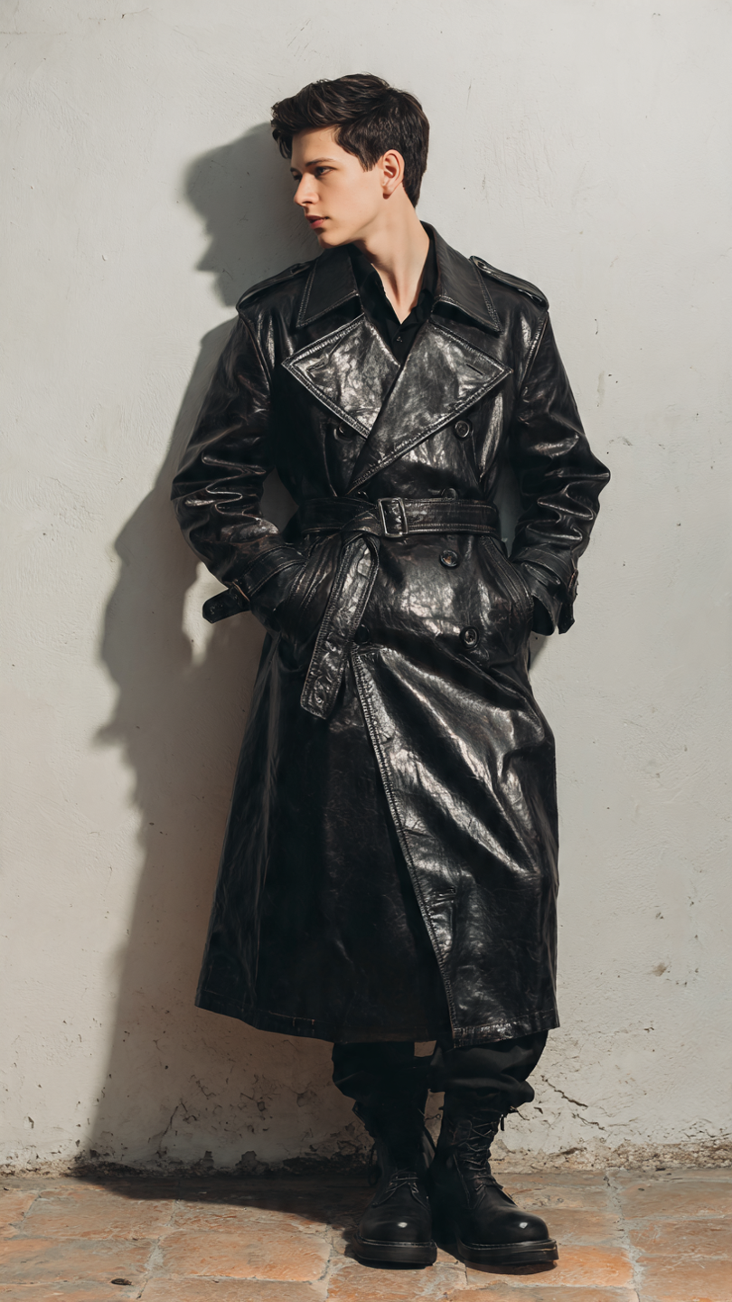 Double-Breasted-Leather-Trench-Coat