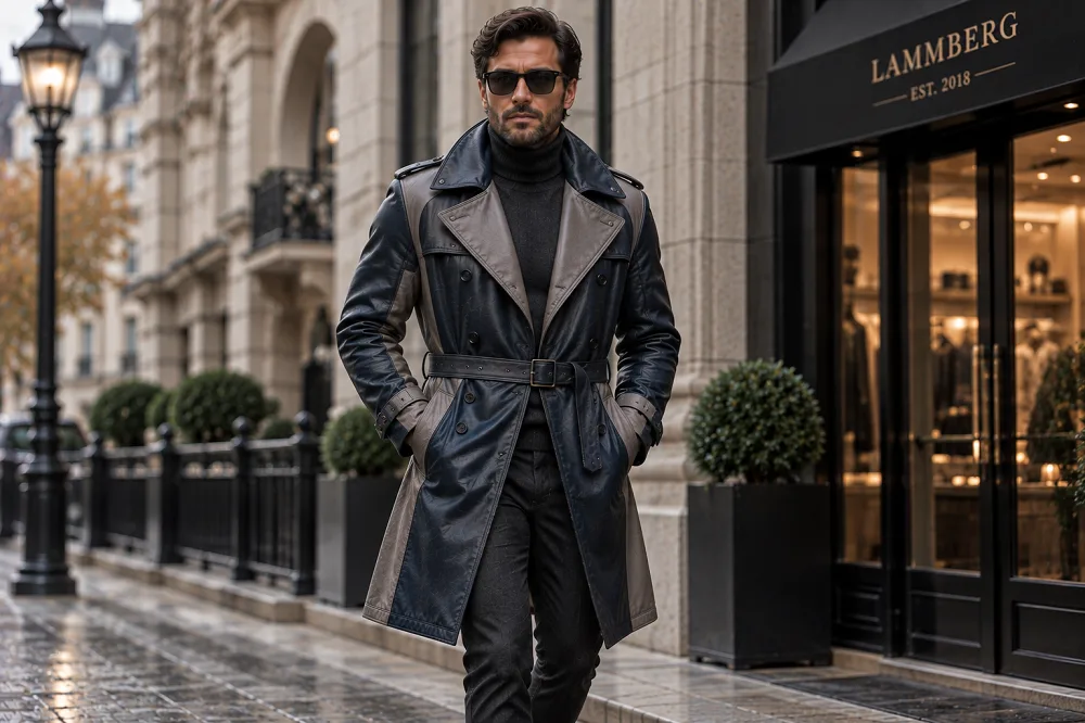 Dual-Tone-Leather-Trench-Coat-for-men