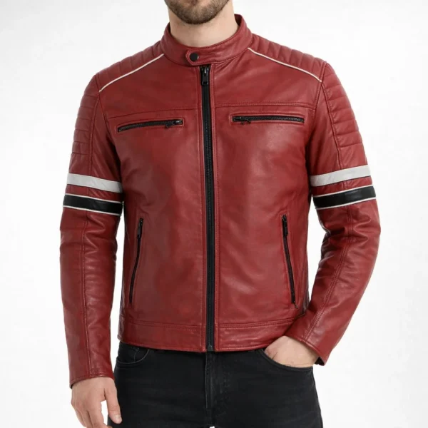 EDDIE Red Leather Jacket For men