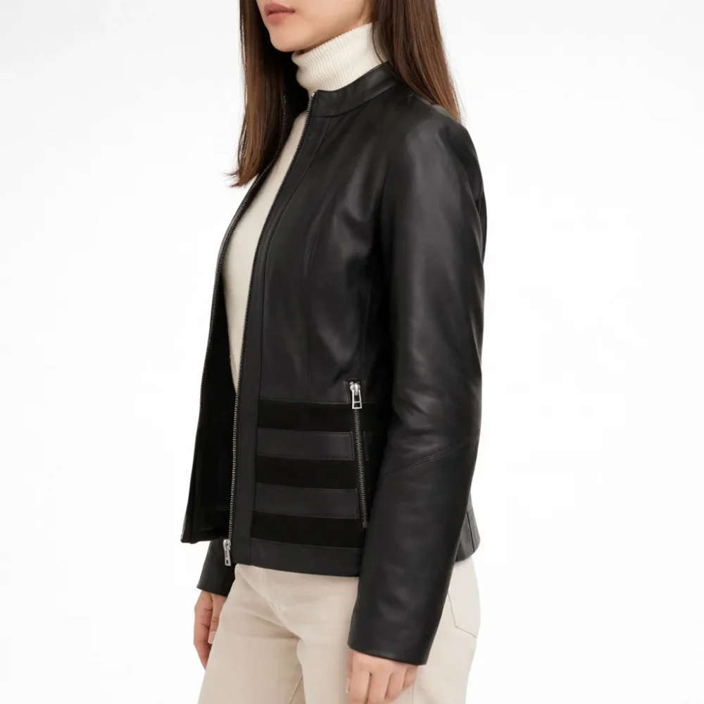 EDEN Black Leather Jacket For Women