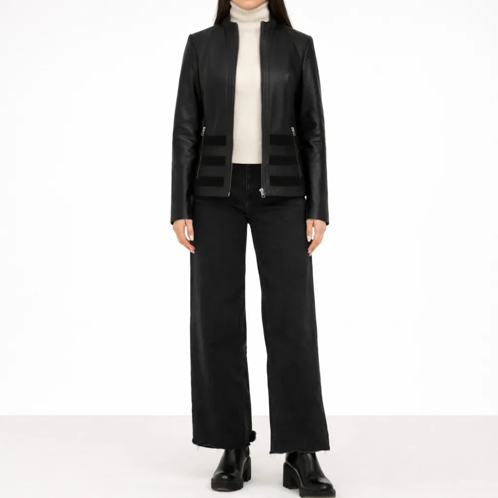 EDEN Black Leather Jacket For Women