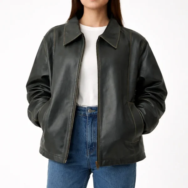 EMPRESS Black Leather Jacket For Women