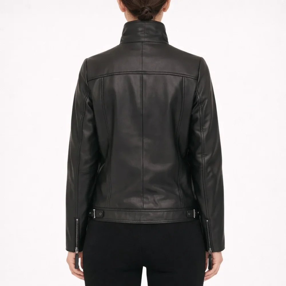 ENIGMA Black Leather Jacket For Women
