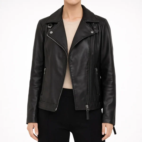 ENIGMA Black Leather Jacket For Women