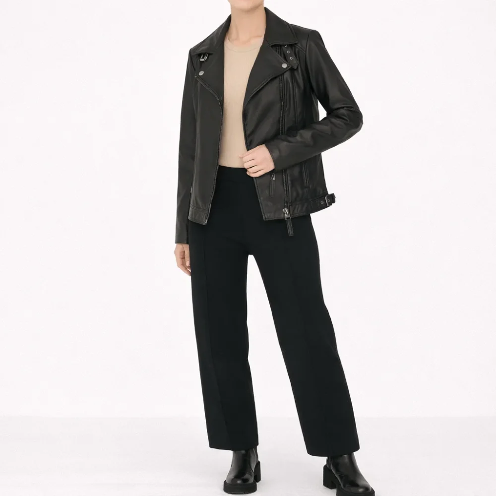 ENIGMA Black Leather Jacket For Women