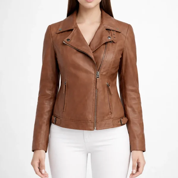 ENIGMA Brown Leather Jacket For Women