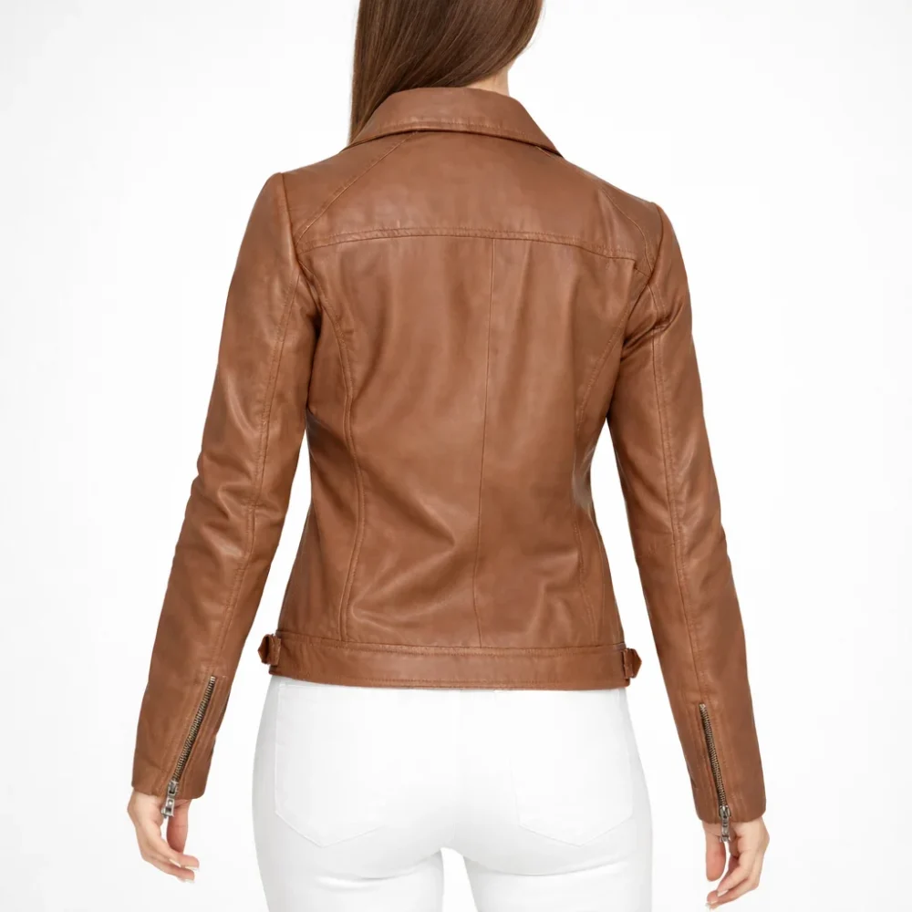 ENIGMA Brown Leather Jacket For Women