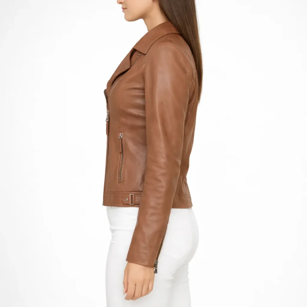 ENIGMA Brown Leather Jacket For Women