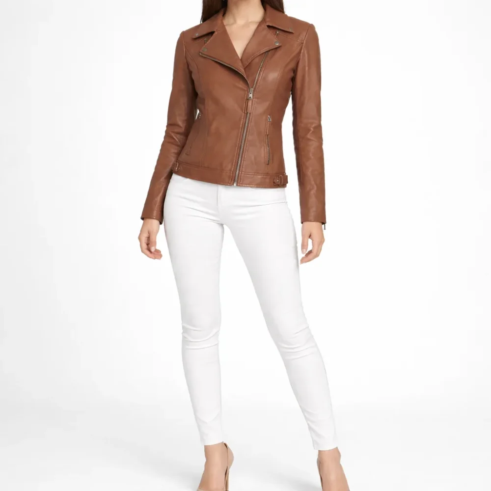 ENIGMA Brown Leather Jacket For Women