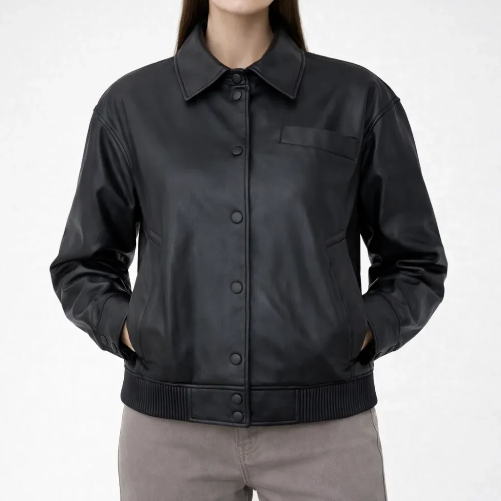EUPHORIA Black Leather Jacket For Women