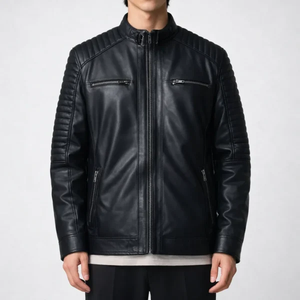 FRANCIS Black Leather Jacket For Men
