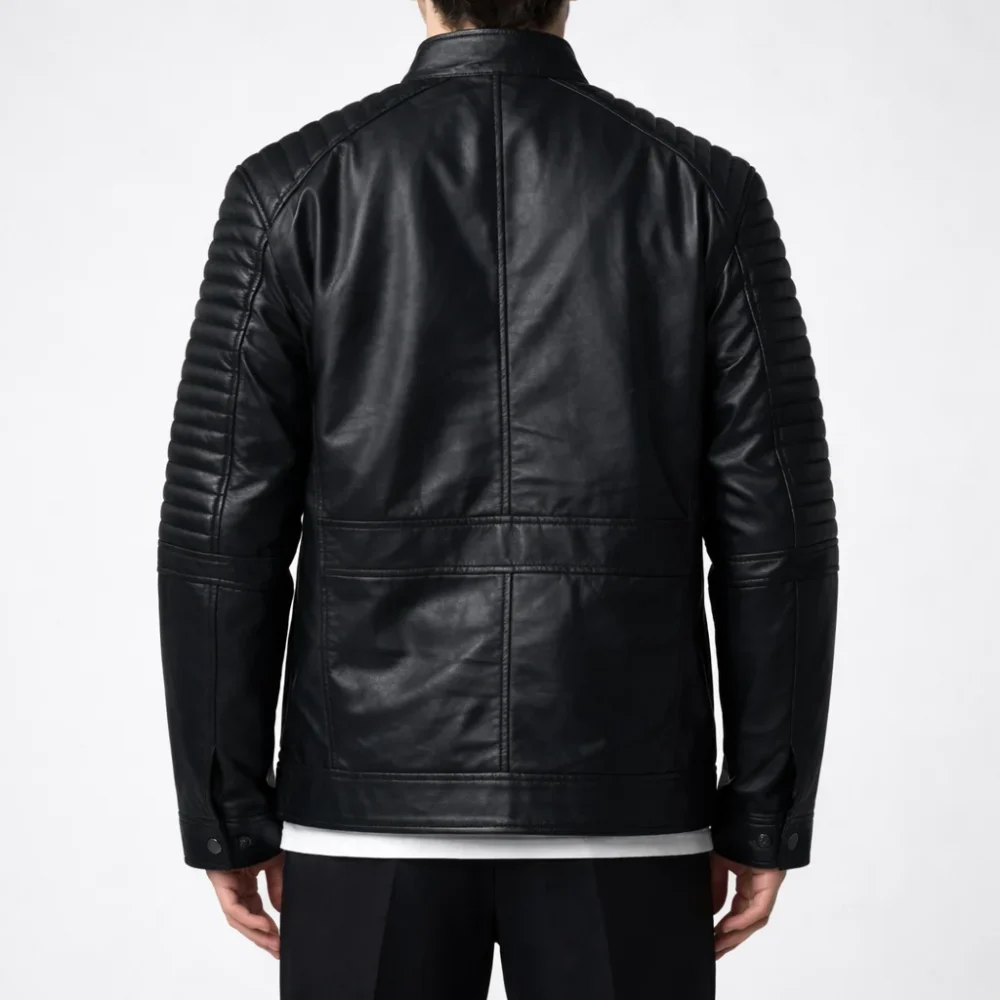 FRANCIS Black Leather Jacket For Men