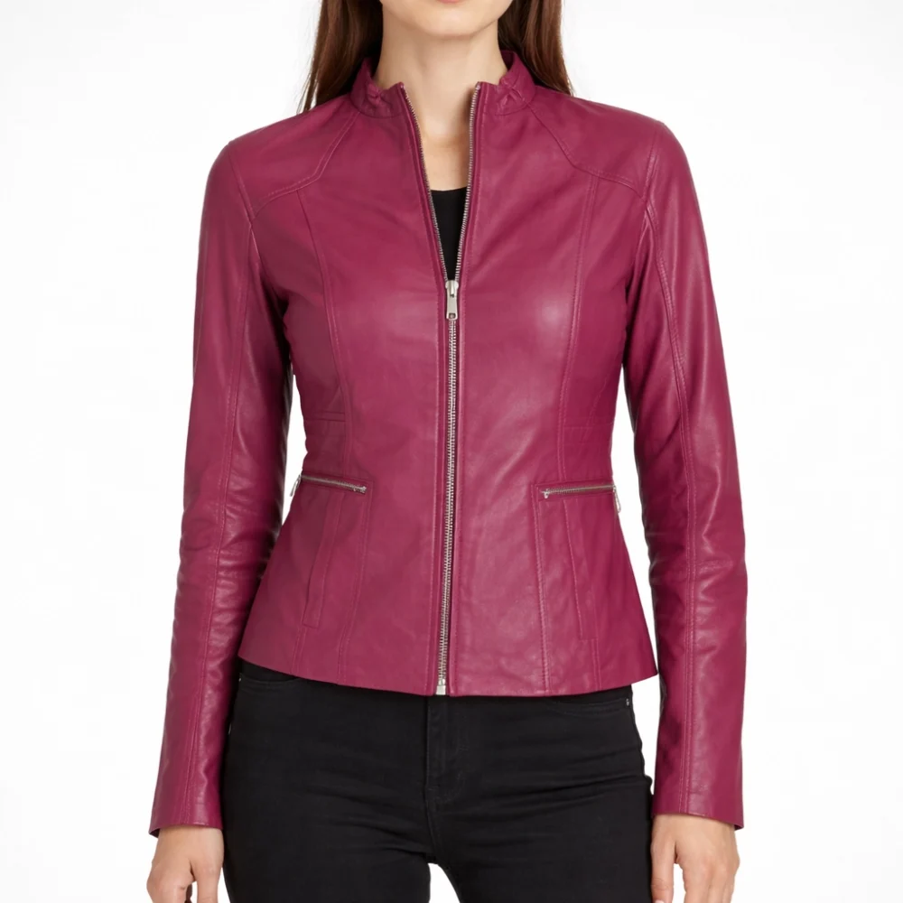 IGNITE Purple Leather Jacket For Women