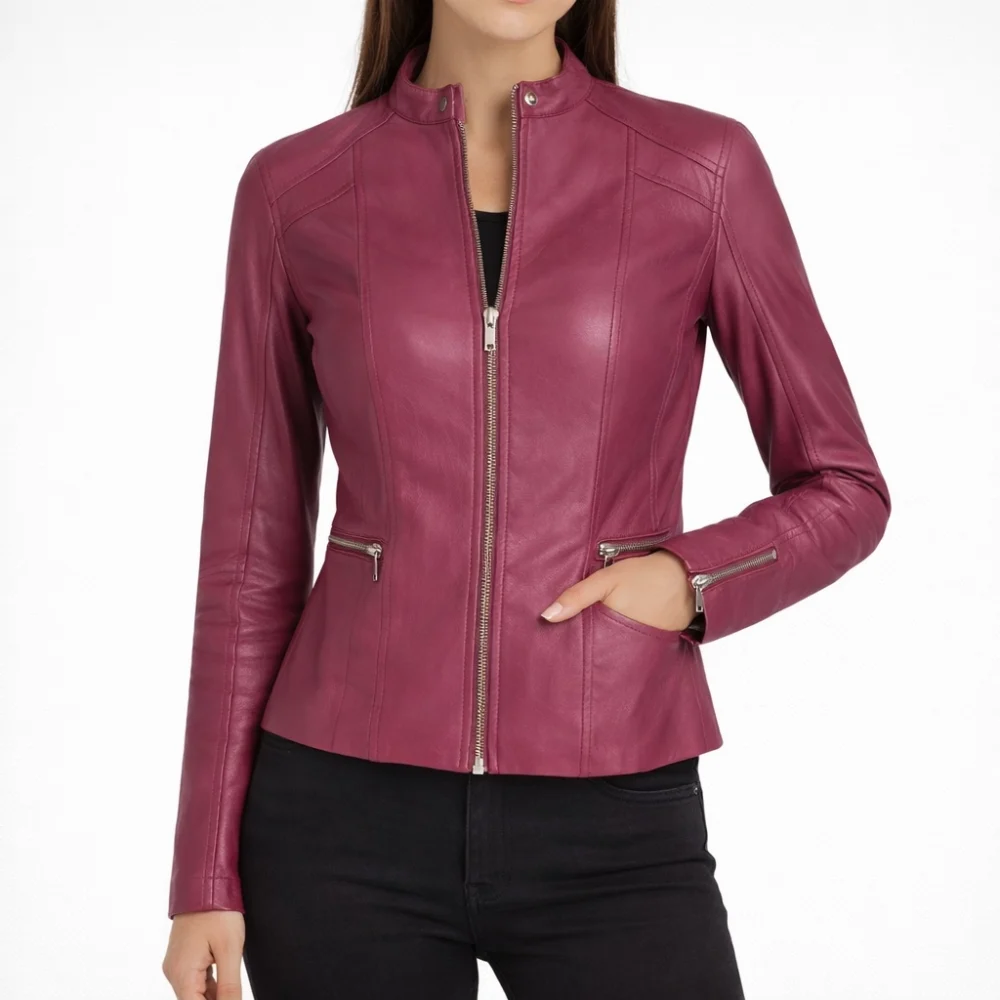 IGNITE Purple Leather Jacket For Women