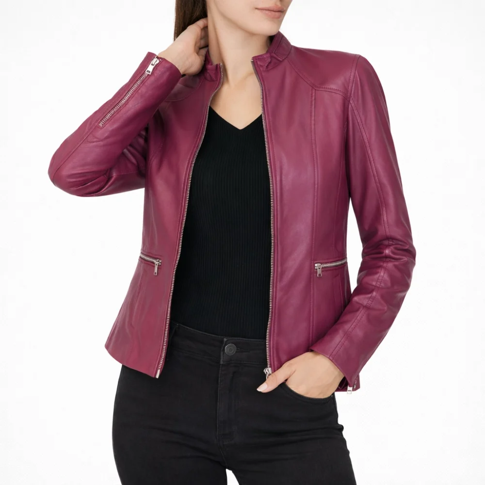 IGNITE Purple Leather Jacket For Women