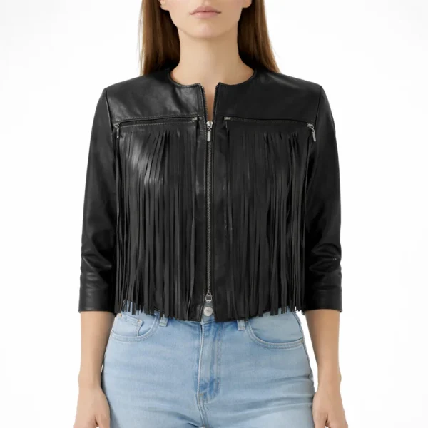 ISARA Black Leather Jacket For Women